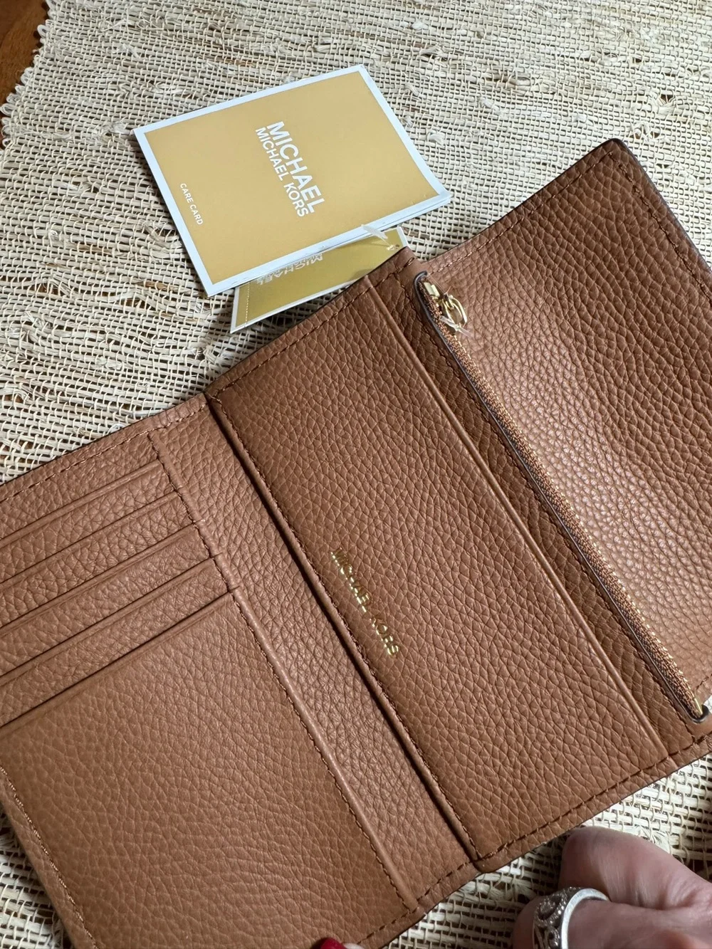 Michael Kors Nolita Flap Trifold Brown Leather Wallet NWT